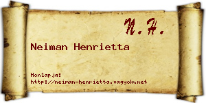Neiman Henrietta névjegykártya